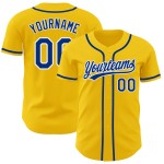 Custom Yellow Royal-White Authentic Baseball Jersey Custom Yellow Royal-White Authentic Baseball Jersey