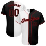 Custom White-Black Red Authentic Split Fashion Baseball Jersey Custom White-Black Red Authentic Split Fashion Baseball Jersey