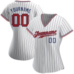 Custom White Navy Pinstripe Red-Navy Authentic Baseball Jersey Custom White Navy Pinstripe Red-Navy Authentic Baseball Jersey