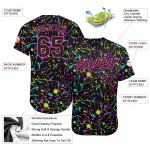 Custom Graffiti Pattern Black-Pink 3D Neon Splatter Authentic Baseball Jersey Custom Graffiti Pattern Black-Pink 3D Neon Splatter Authentic Baseball Jersey