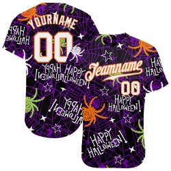 3D Jersey Authentic Baseball Happy Halloween Spiders Pattern Custom