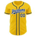 Custom Yellow Royal-White Authentic Baseball Jersey Custom Yellow Royal-White Authentic Baseball Jersey